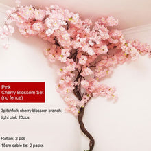 Load image into Gallery viewer, yumai Fake Cherry Blossom Tree Pink Big Sakura Artificial Flower Set Wedding party Background Wall Decoration Shop Window Decor
