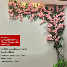 Load image into Gallery viewer, yumai Fake Cherry Blossom Tree Pink Big Sakura Artificial Flower Set Wedding party Background Wall Decoration Shop Window Decor
