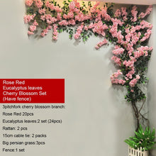 Load image into Gallery viewer, yumai Fake Cherry Blossom Tree Pink Big Sakura Artificial Flower Set Wedding party Background Wall Decoration Shop Window Decor
