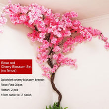 Load image into Gallery viewer, yumai Fake Cherry Blossom Tree Pink Big Sakura Artificial Flower Set Wedding party Background Wall Decoration Shop Window Decor
