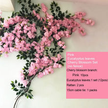 Load image into Gallery viewer, yumai Fake Cherry Blossom Tree Pink Big Sakura Artificial Flower Set Wedding party Background Wall Decoration Shop Window Decor
