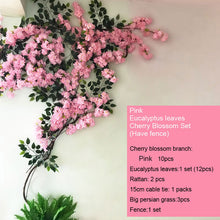 Load image into Gallery viewer, yumai Fake Cherry Blossom Tree Pink Big Sakura Artificial Flower Set Wedding party Background Wall Decoration Shop Window Decor
