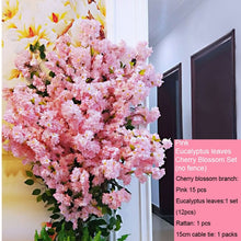 Load image into Gallery viewer, yumai Fake Cherry Blossom Tree Pink Big Sakura Artificial Flower Set Wedding party Background Wall Decoration Shop Window Decor
