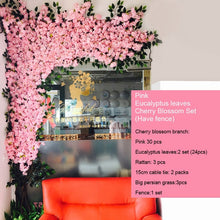 Load image into Gallery viewer, yumai Fake Cherry Blossom Tree Pink Big Sakura Artificial Flower Set Wedding party Background Wall Decoration Shop Window Decor
