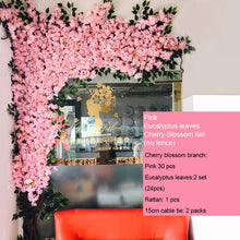 Load image into Gallery viewer, yumai Fake Cherry Blossom Tree Pink Big Sakura Artificial Flower Set Wedding party Background Wall Decoration Shop Window Decor
