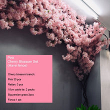 Load image into Gallery viewer, yumai Fake Cherry Blossom Tree Pink Big Sakura Artificial Flower Set Wedding party Background Wall Decoration Shop Window Decor
