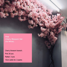 Load image into Gallery viewer, yumai Fake Cherry Blossom Tree Pink Big Sakura Artificial Flower Set Wedding party Background Wall Decoration Shop Window Decor
