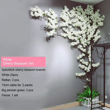 Load image into Gallery viewer, yumai Fake Cherry Blossom Tree Pink Big Sakura Artificial Flower Set Wedding party Background Wall Decoration Shop Window Decor

