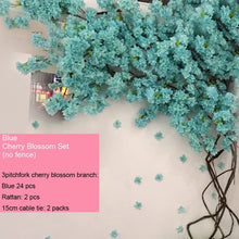 Load image into Gallery viewer, yumai Fake Cherry Blossom Tree Pink Big Sakura Artificial Flower Set Wedding party Background Wall Decoration Shop Window Decor

