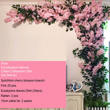 Load image into Gallery viewer, yumai Fake Cherry Blossom Tree Pink Big Sakura Artificial Flower Set Wedding party Background Wall Decoration Shop Window Decor
