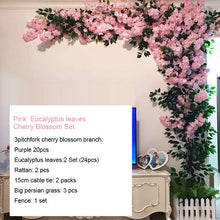 Load image into Gallery viewer, yumai Fake Cherry Blossom Tree Pink Big Sakura Artificial Flower Set Wedding party Background Wall Decoration Shop Window Decor
