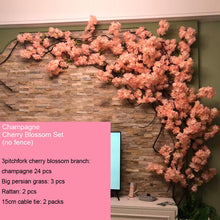 Load image into Gallery viewer, yumai Fake Cherry Blossom Tree Pink Big Sakura Artificial Flower Set Wedding party Background Wall Decoration Shop Window Decor
