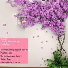 Load image into Gallery viewer, yumai Fake Cherry Blossom Tree Pink Big Sakura Artificial Flower Set Wedding party Background Wall Decoration Shop Window Decor
