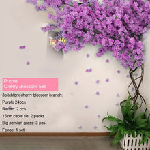 Load image into Gallery viewer, yumai Fake Cherry Blossom Tree Pink Big Sakura Artificial Flower Set Wedding party Background Wall Decoration Shop Window Decor
